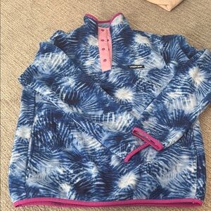 Blue and Pink Tie-Dye Fleece Pullover lands end